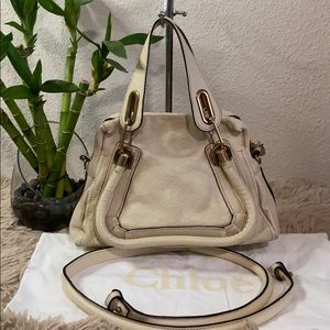 Auth Chloe Cream Pebbled Small Paraty